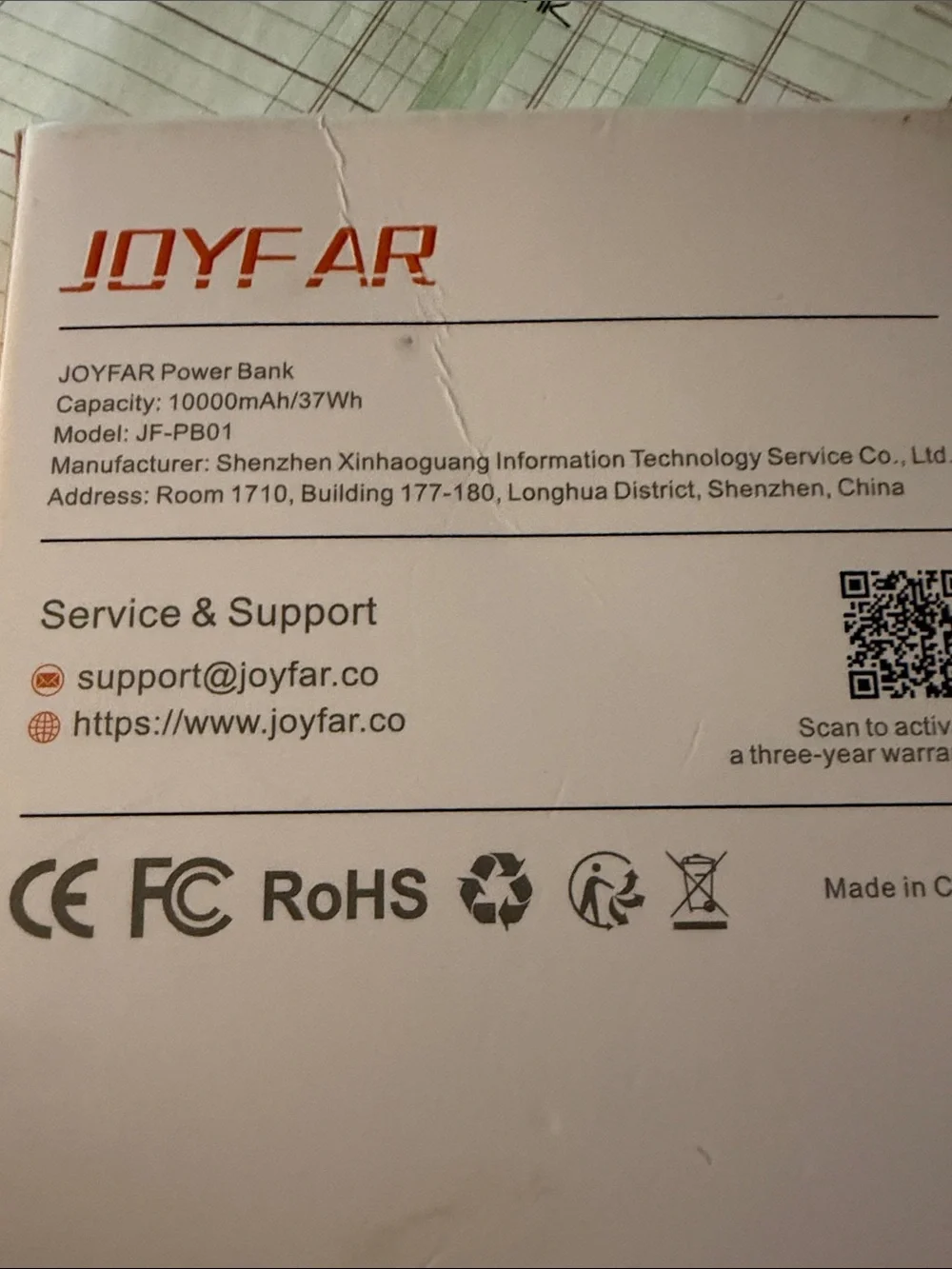 10000mAh Portable Power Bank - White